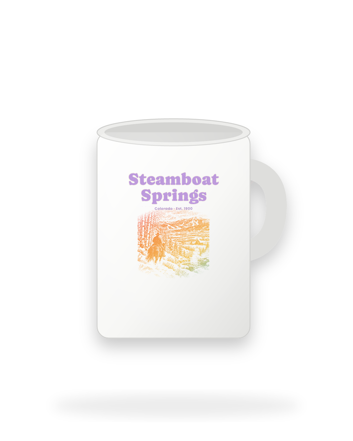 Steamboat Springs Cowboy Powder Ceramic Mug 15oz in White