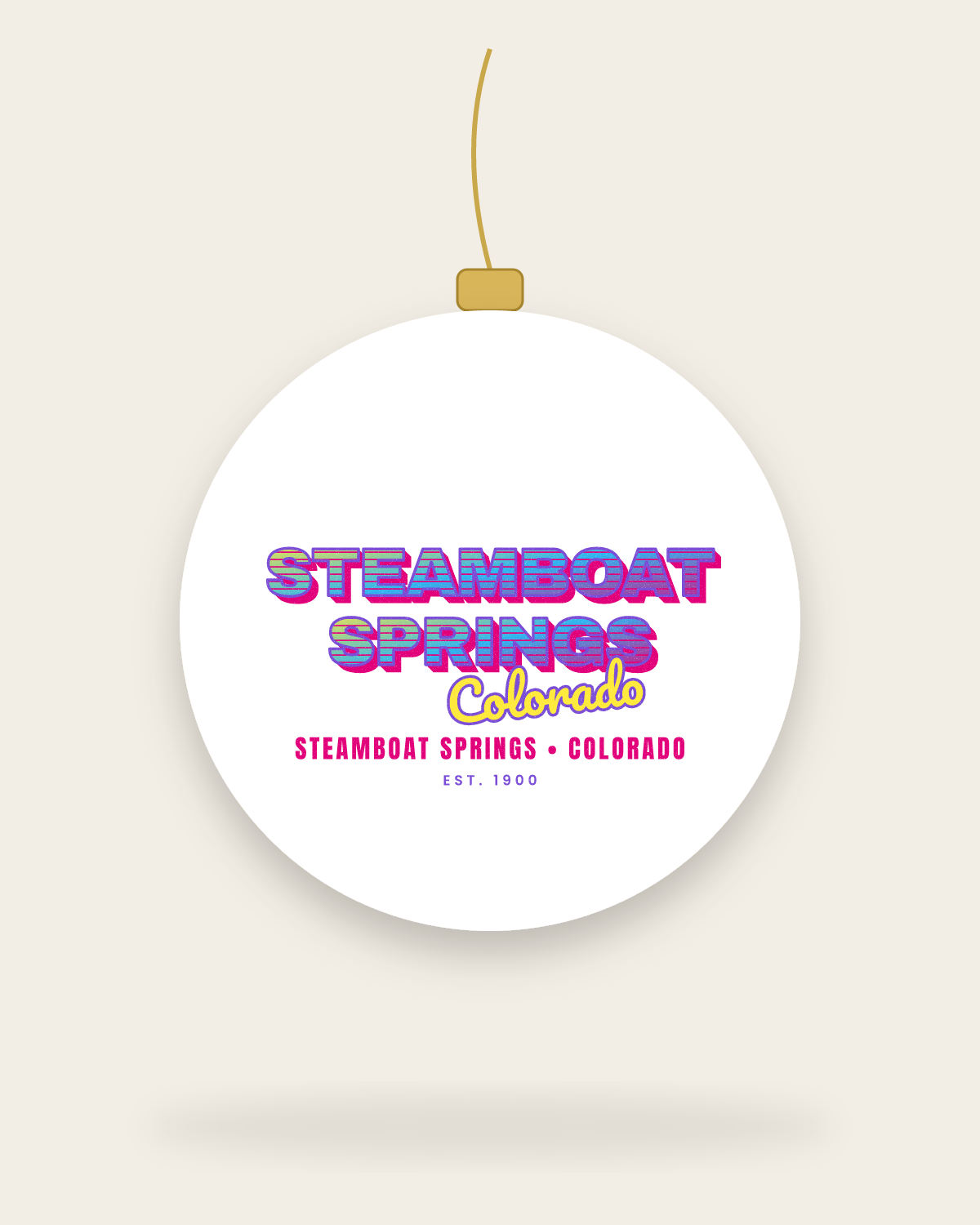 Steamboat Springs Music TV Ceramic Ornament in White