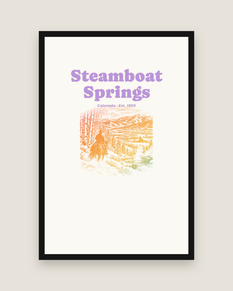 Steamboat Springs Cowboy Powder Matte Poster