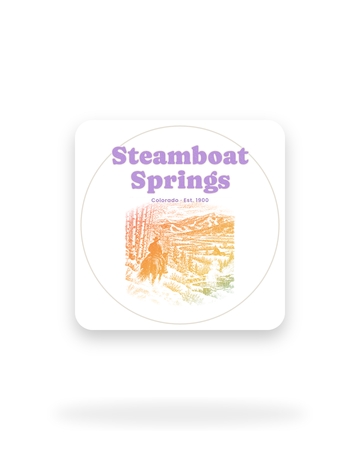 Steamboat Springs Cowboy Powder Kiss-Cut Sticker in White