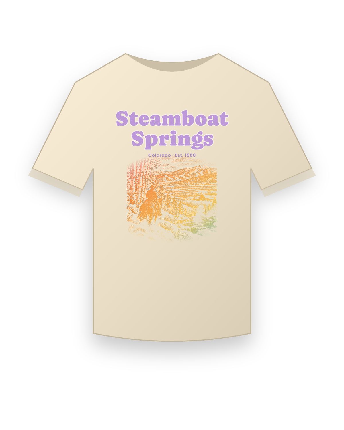 Steamboat Springs, CO Cowboy Powder Classic Tee in Natural