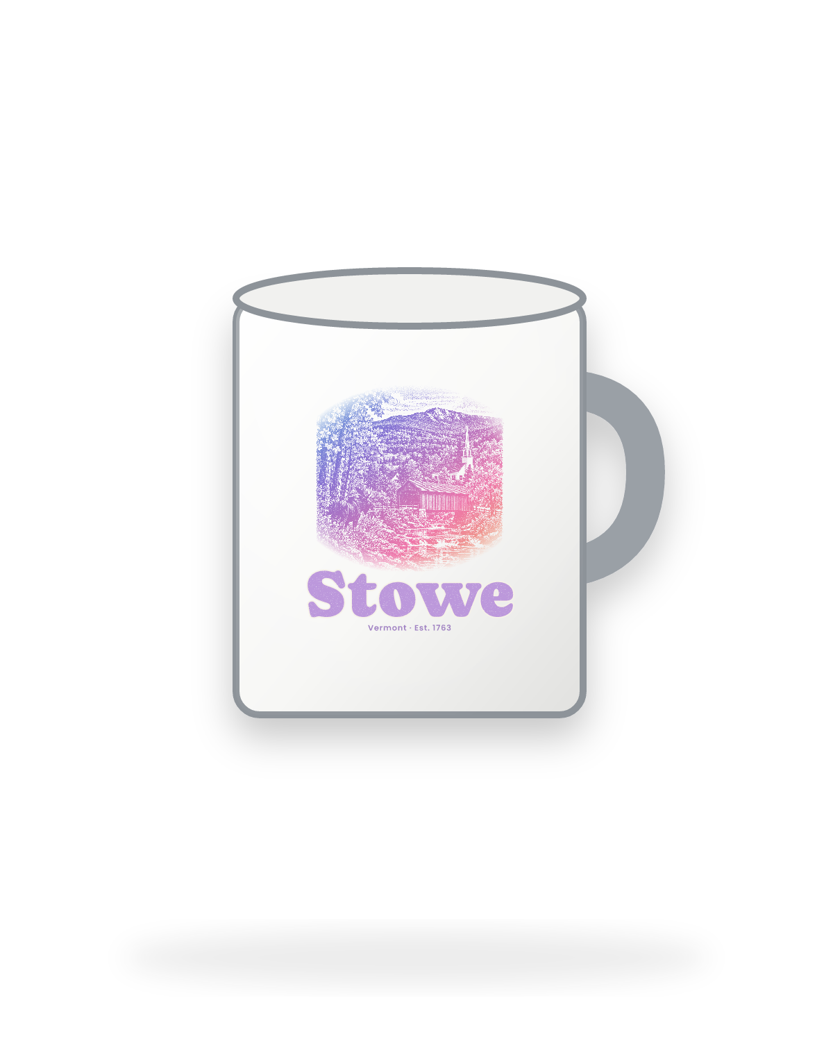 Stowe Covered Bridge Enamel Camp Mug in White
