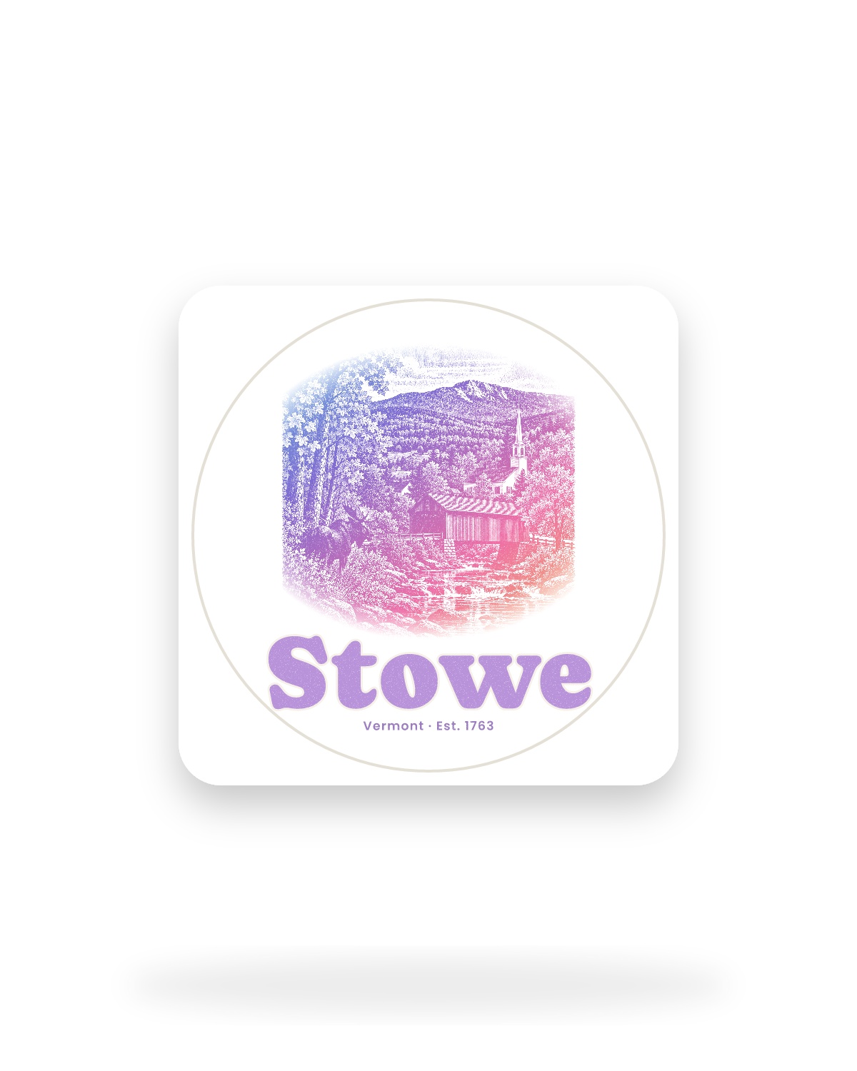 Stowe Covered Bridge Kiss-Cut Sticker in White