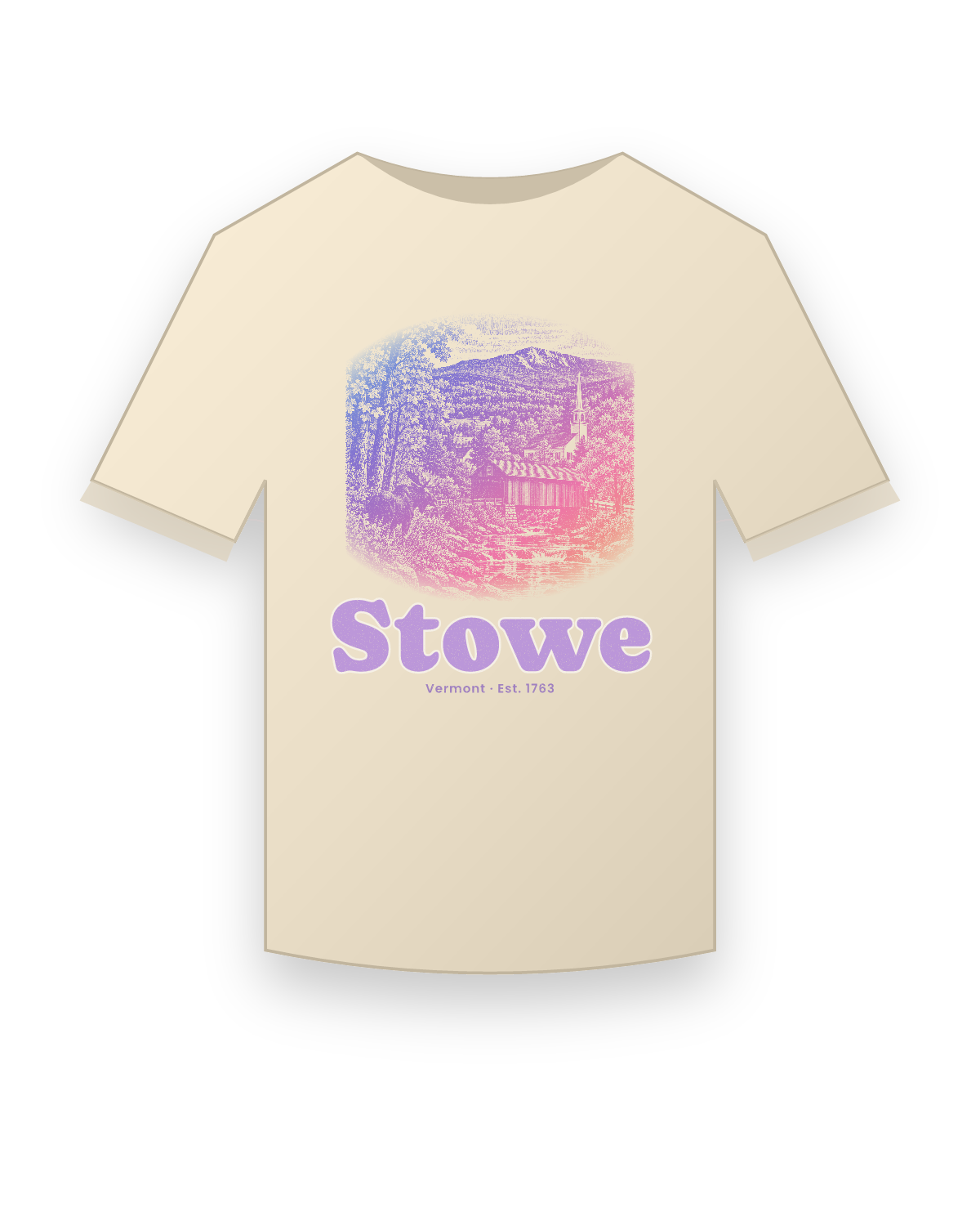 Stowe Covered Bridge Organic Cotton Tee in Natural