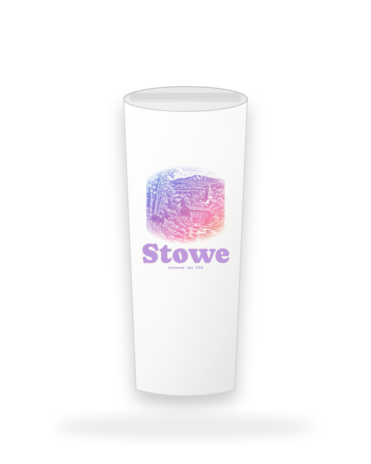 Stowe Covered Bridge Insulated Tumbler 20oz in White