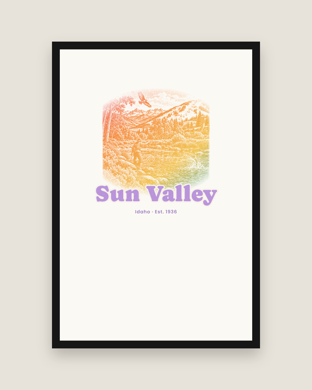 Sun Valley River Cast Matte Poster in White