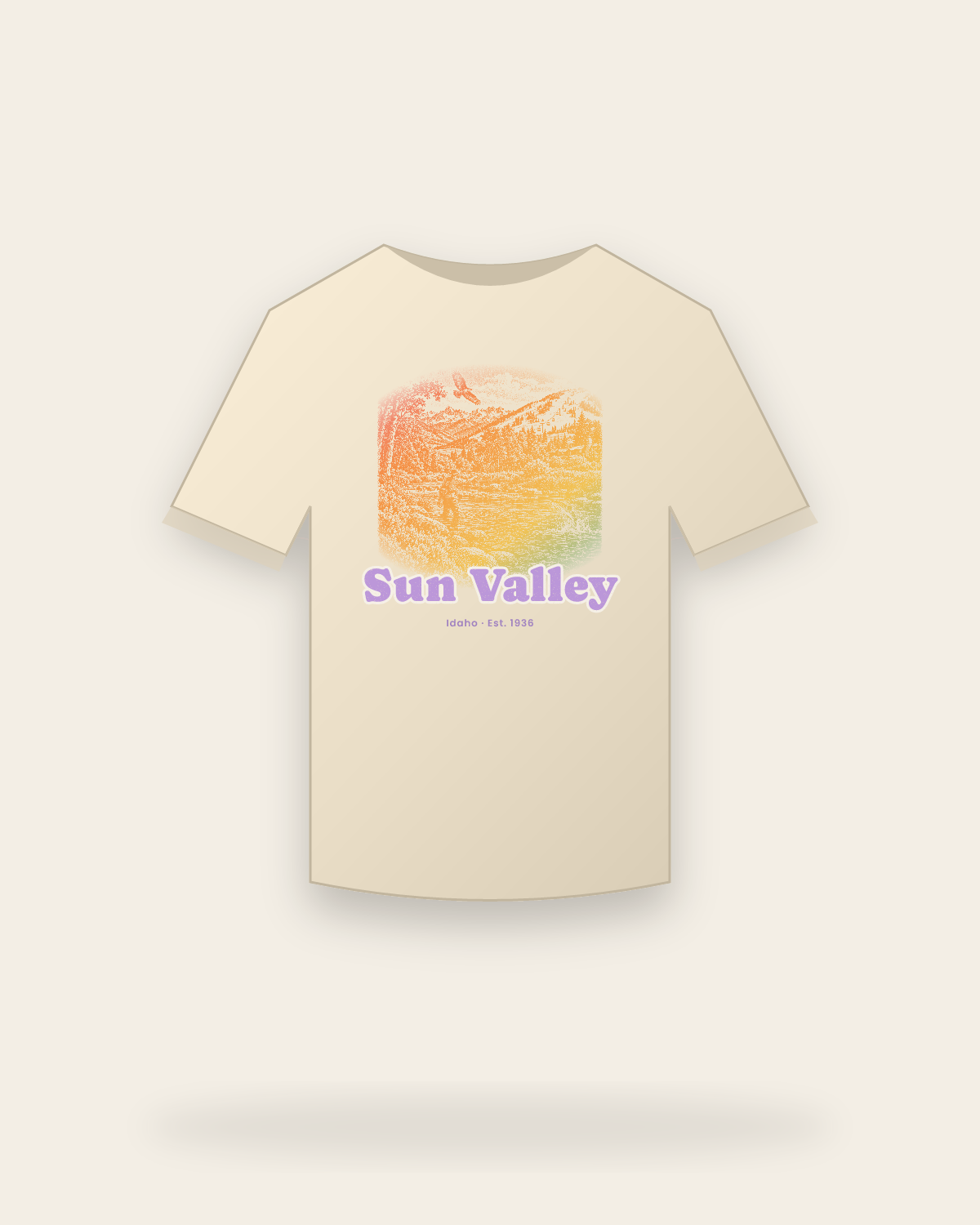 Sun Valley, ID River Cast Classic Tee in Natural