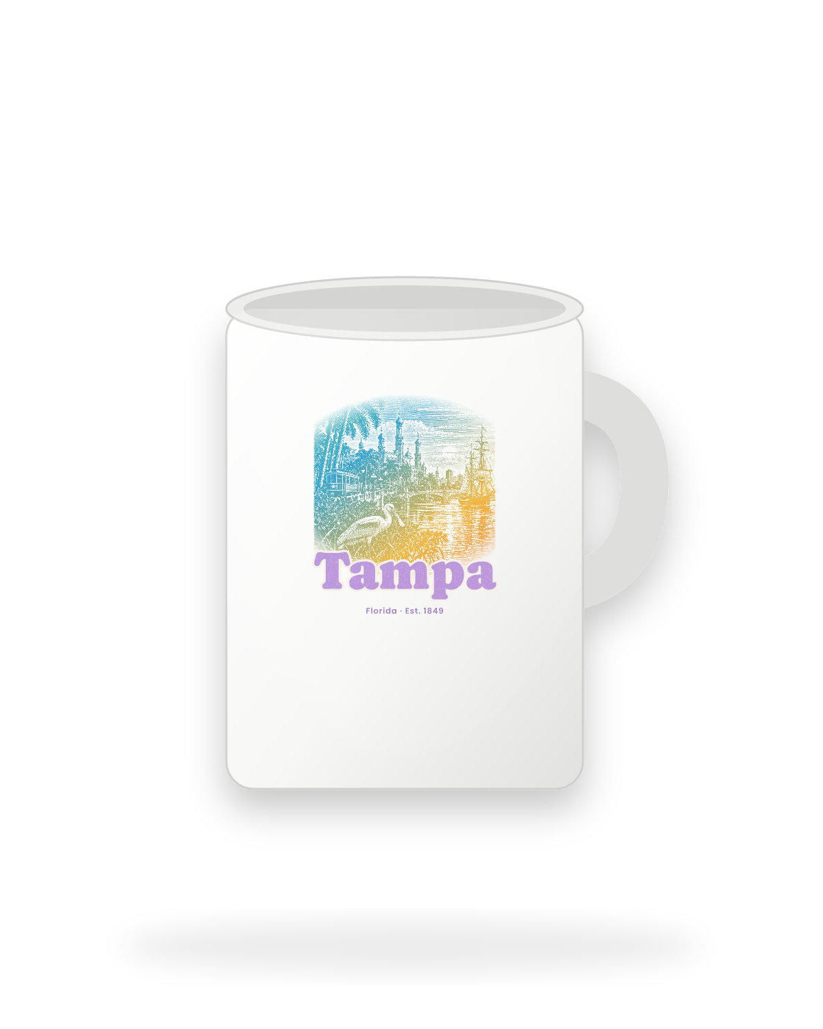 Tampa Minarets & Spoonbill Ceramic Mug 15oz in White