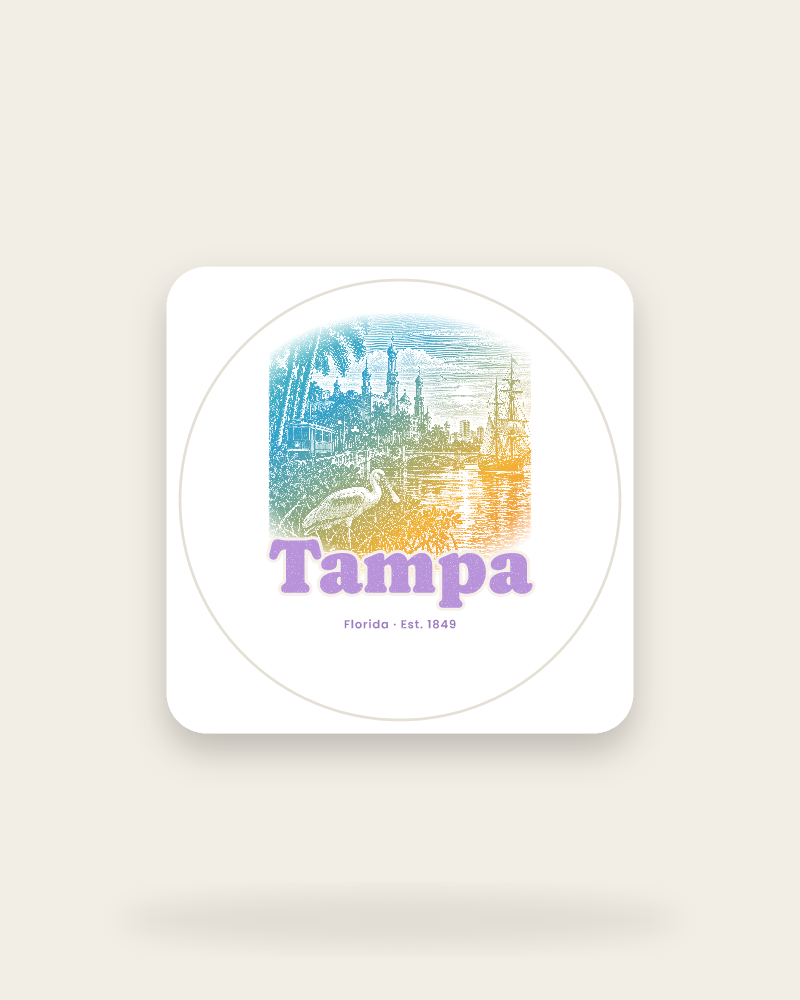 Tampa Minarets & Spoonbill Kiss-Cut Sticker