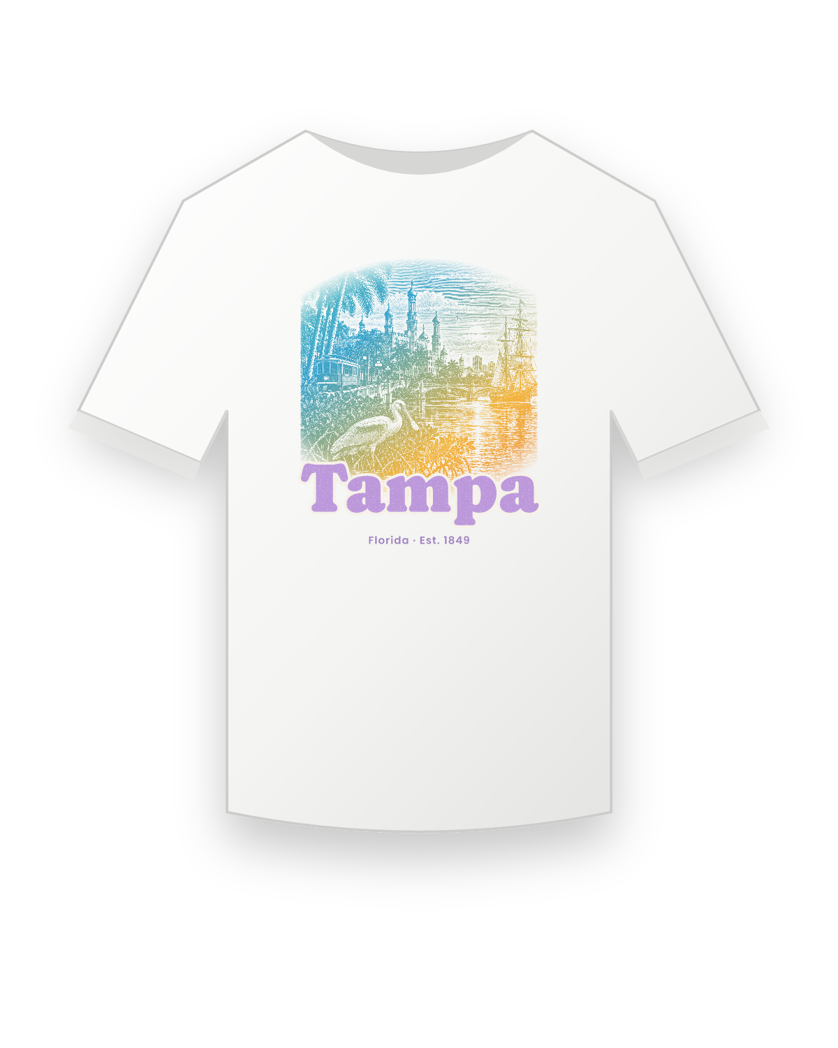 Tampa Minarets & Spoonbill Youth Tee in White