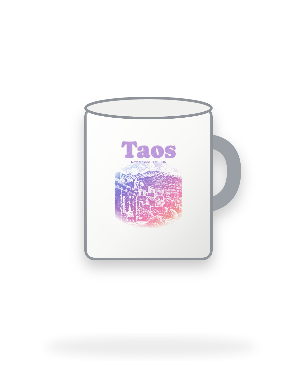 Taos Adobe Pueblo Enamel Camp Mug in White