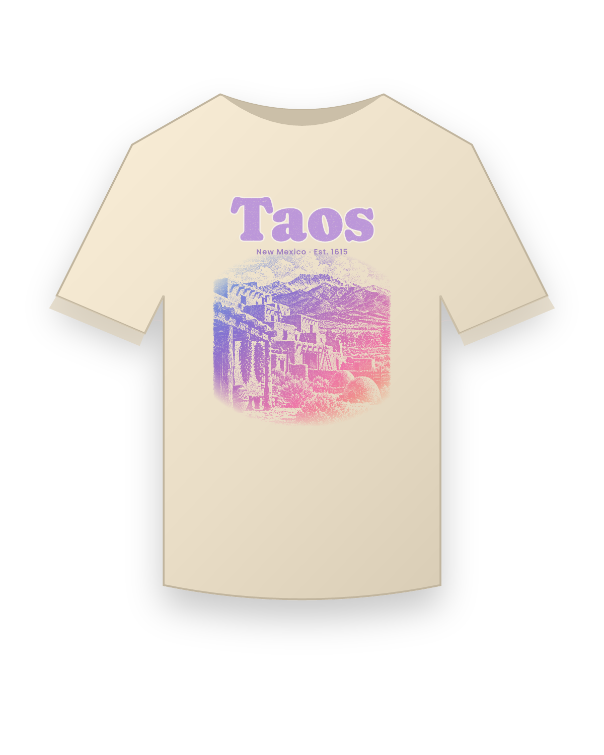 Taos Adobe Pueblo Organic Cotton Tee in Natural