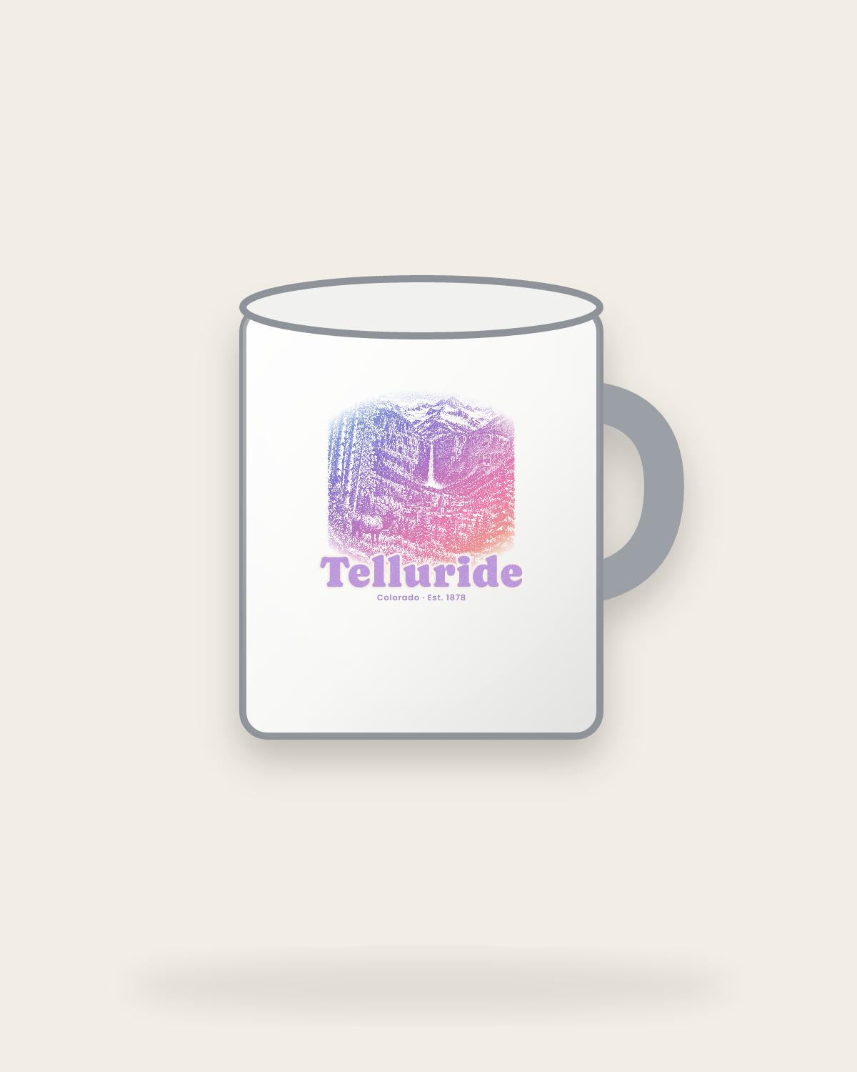 Telluride Box Canyon Falls Enamel Camp Mug in White