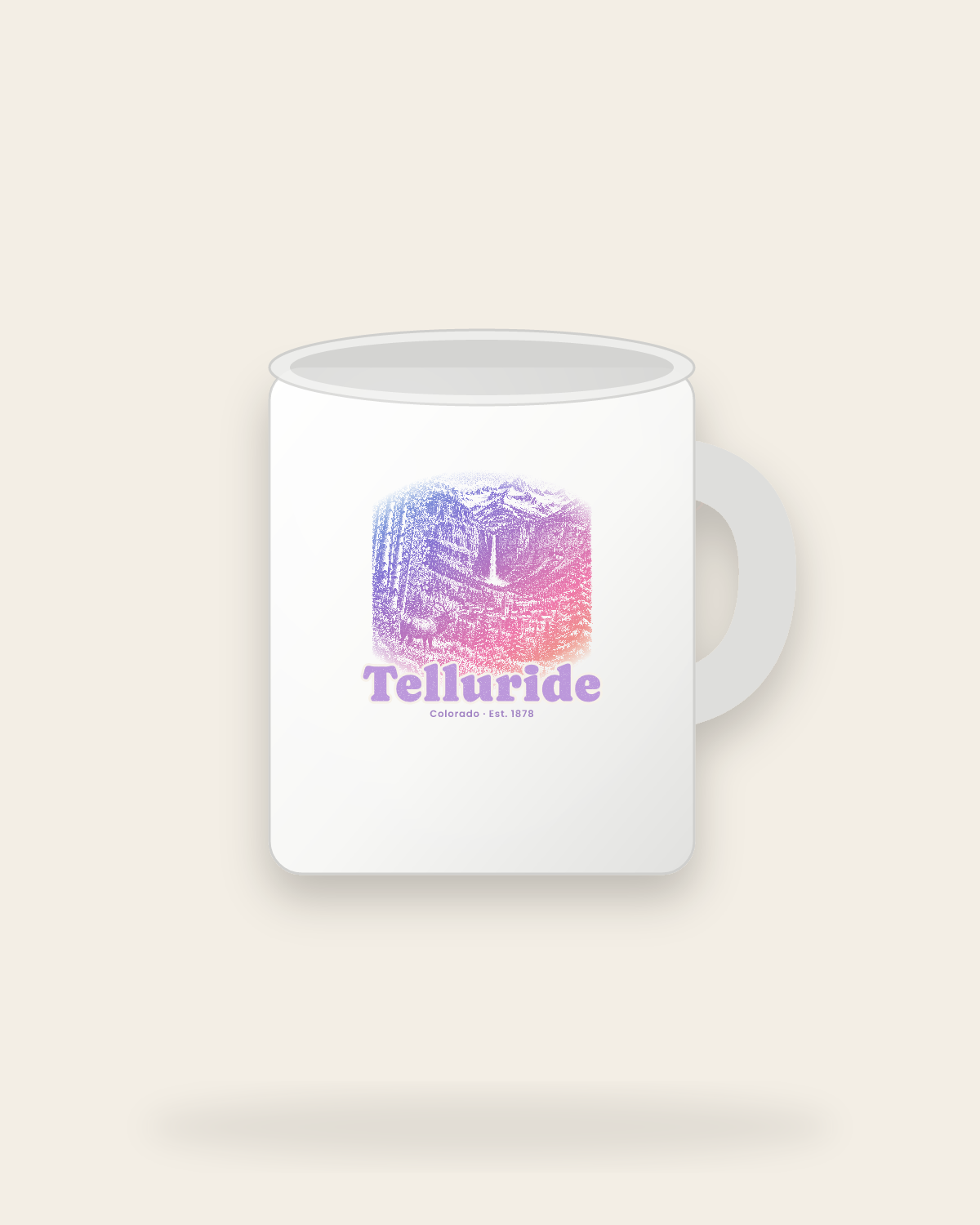 Telluride Box Canyon Falls Ceramic Mug 11oz in White