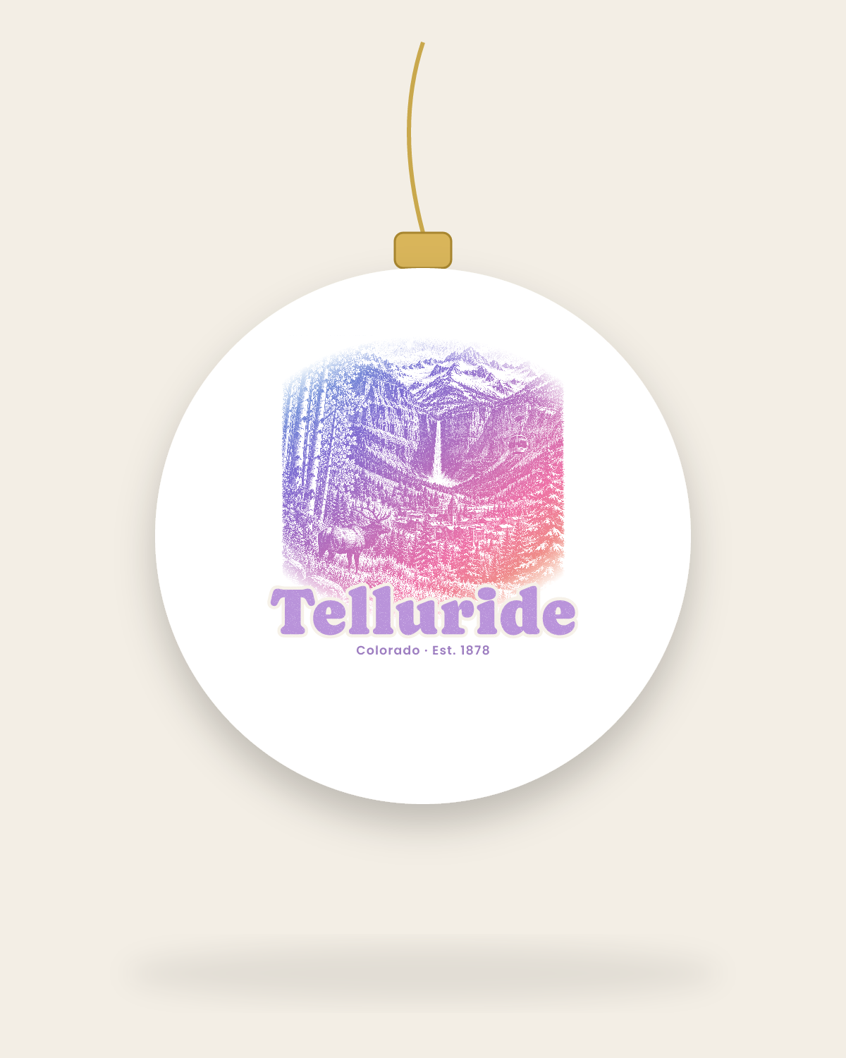 Telluride Box Canyon Falls Ceramic Ornament in White