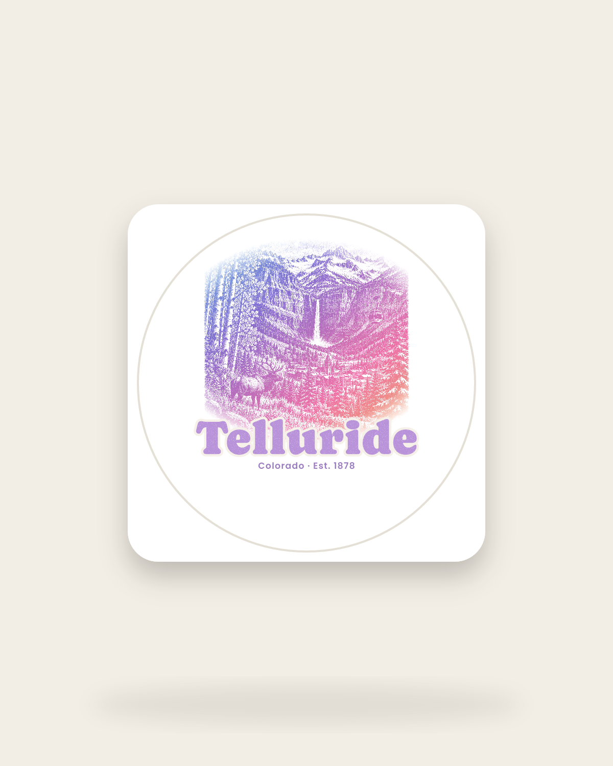Telluride Box Canyon Falls Kiss-Cut Sticker in White
