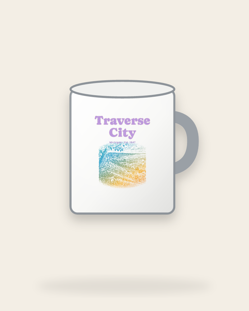 Traverse City Cherry Blossom Bay Enamel Camp Mug