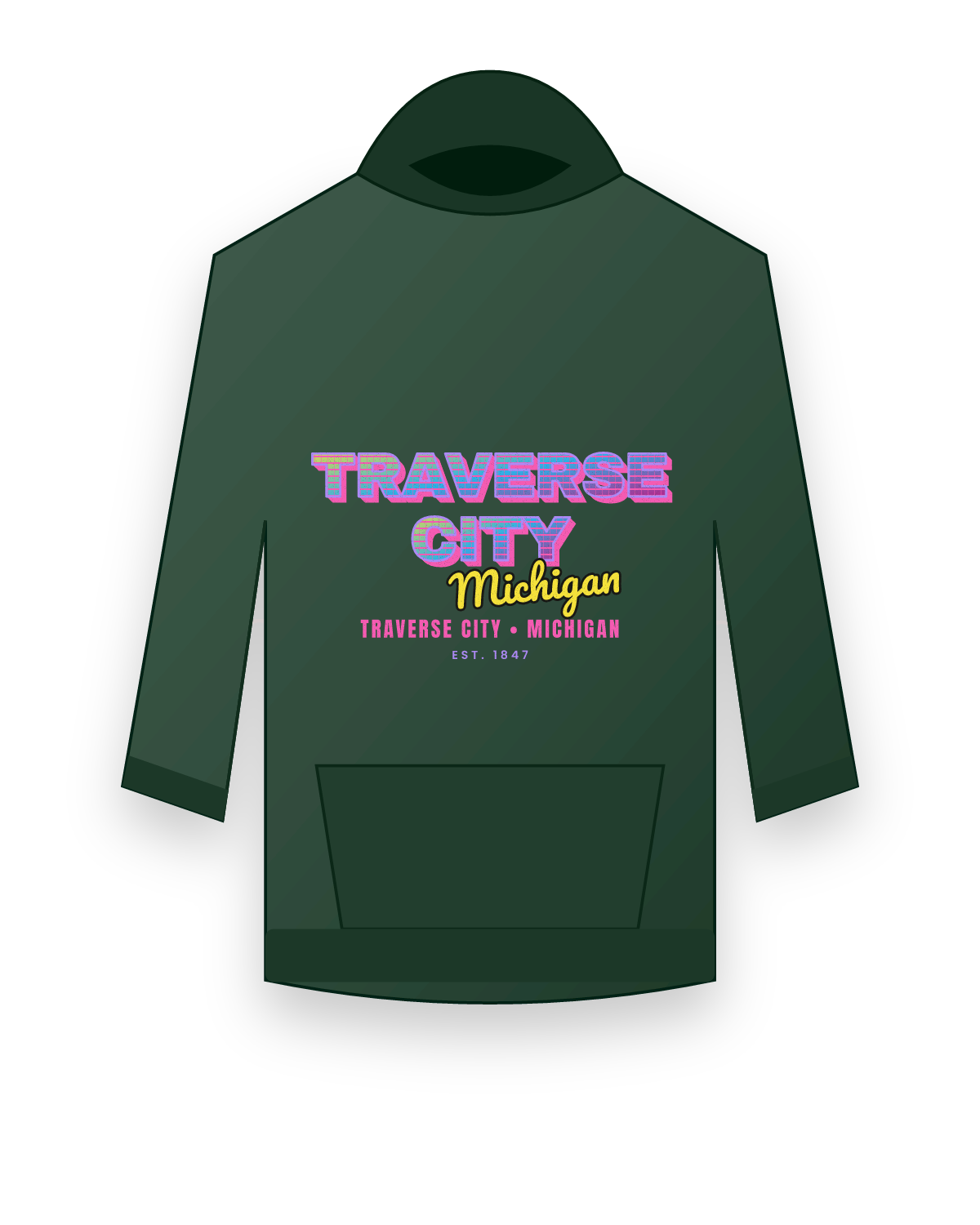 Traverse City Music TV Hooded Sweatshirt in Forest Green