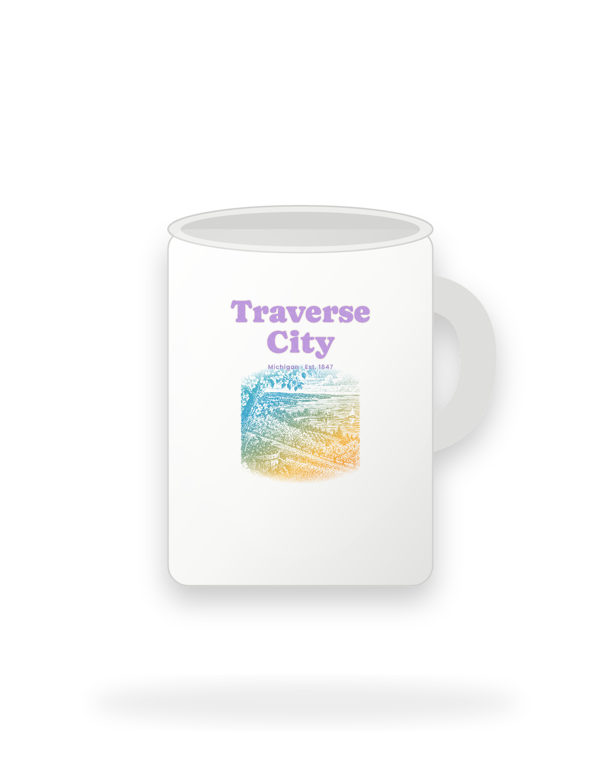 Traverse City Cherry Blossom Bay Ceramic Mug 15oz in White