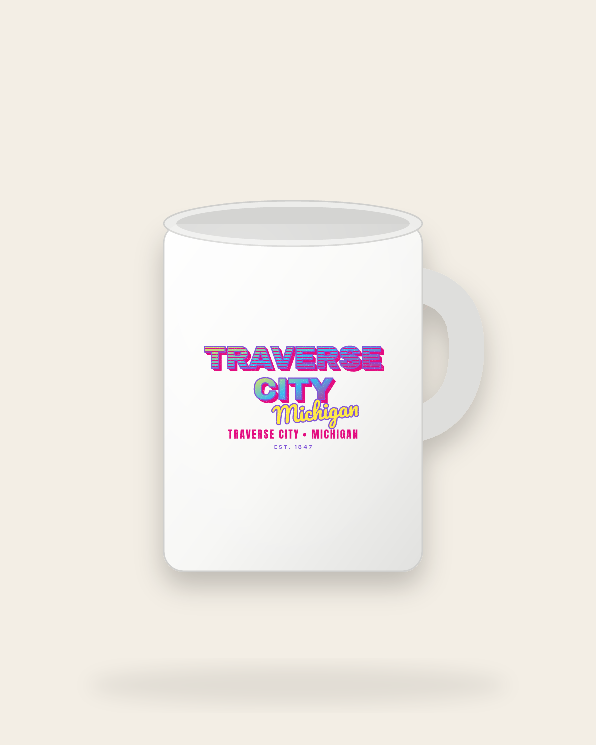 Traverse City Music TV Ceramic Mug 15oz in White