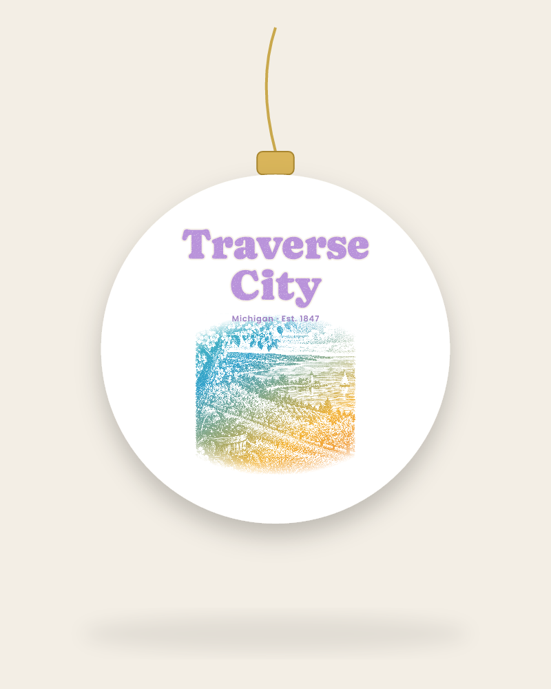 Traverse City Cherry Blossom Bay Ceramic Ornament