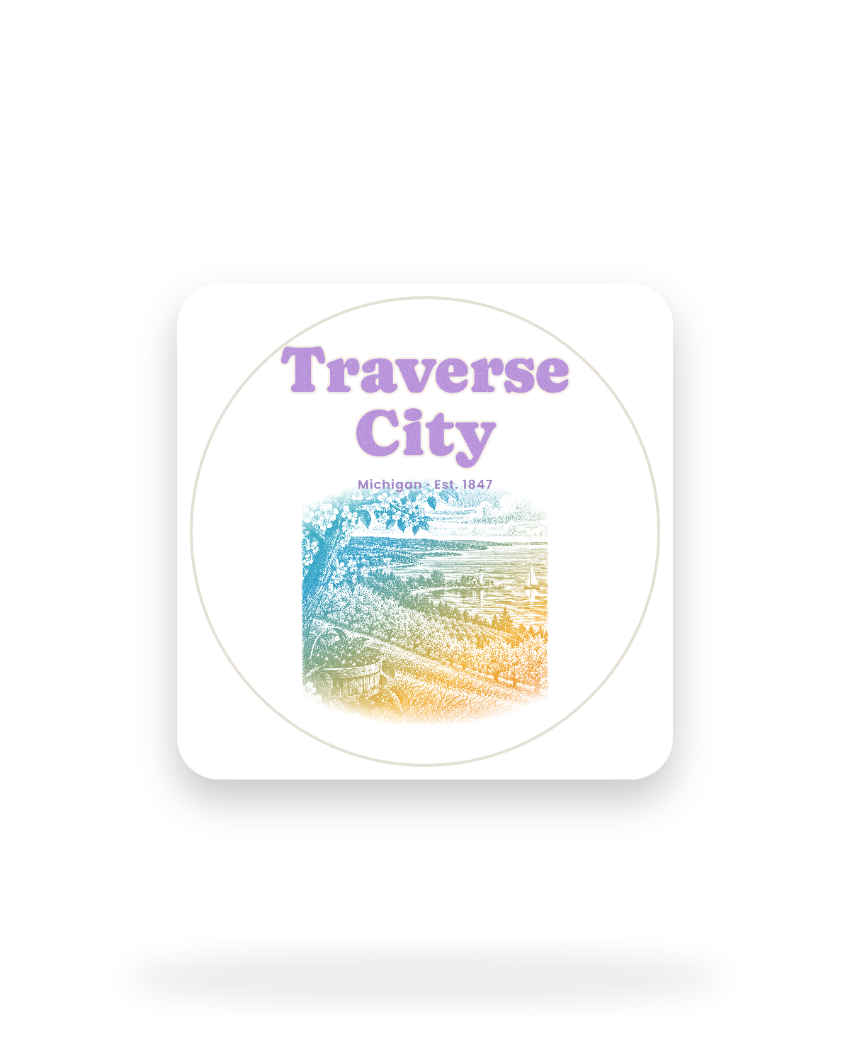 Traverse City Cherry Blossom Bay Kiss-Cut Sticker in White