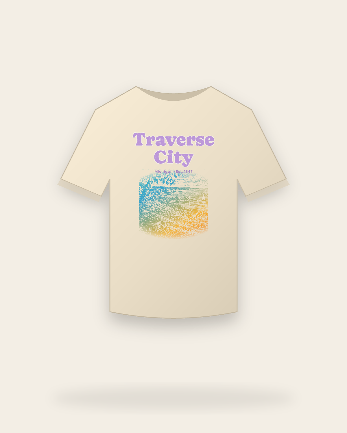 Traverse City Cherry Blossom Bay Organic Cotton Tee in Natural