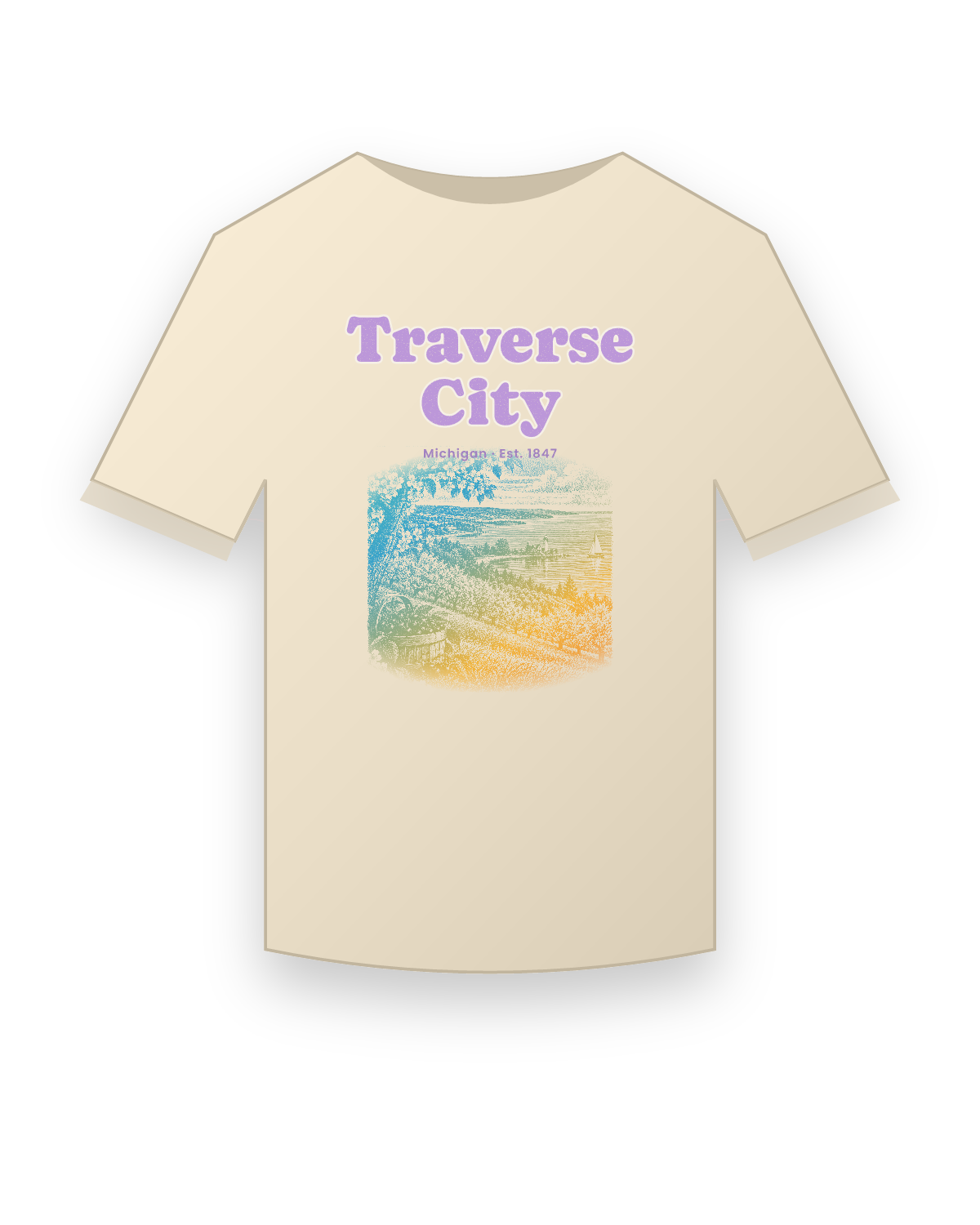 Traverse City, MI Cherry Blossom Bay Classic Tee in Natural
