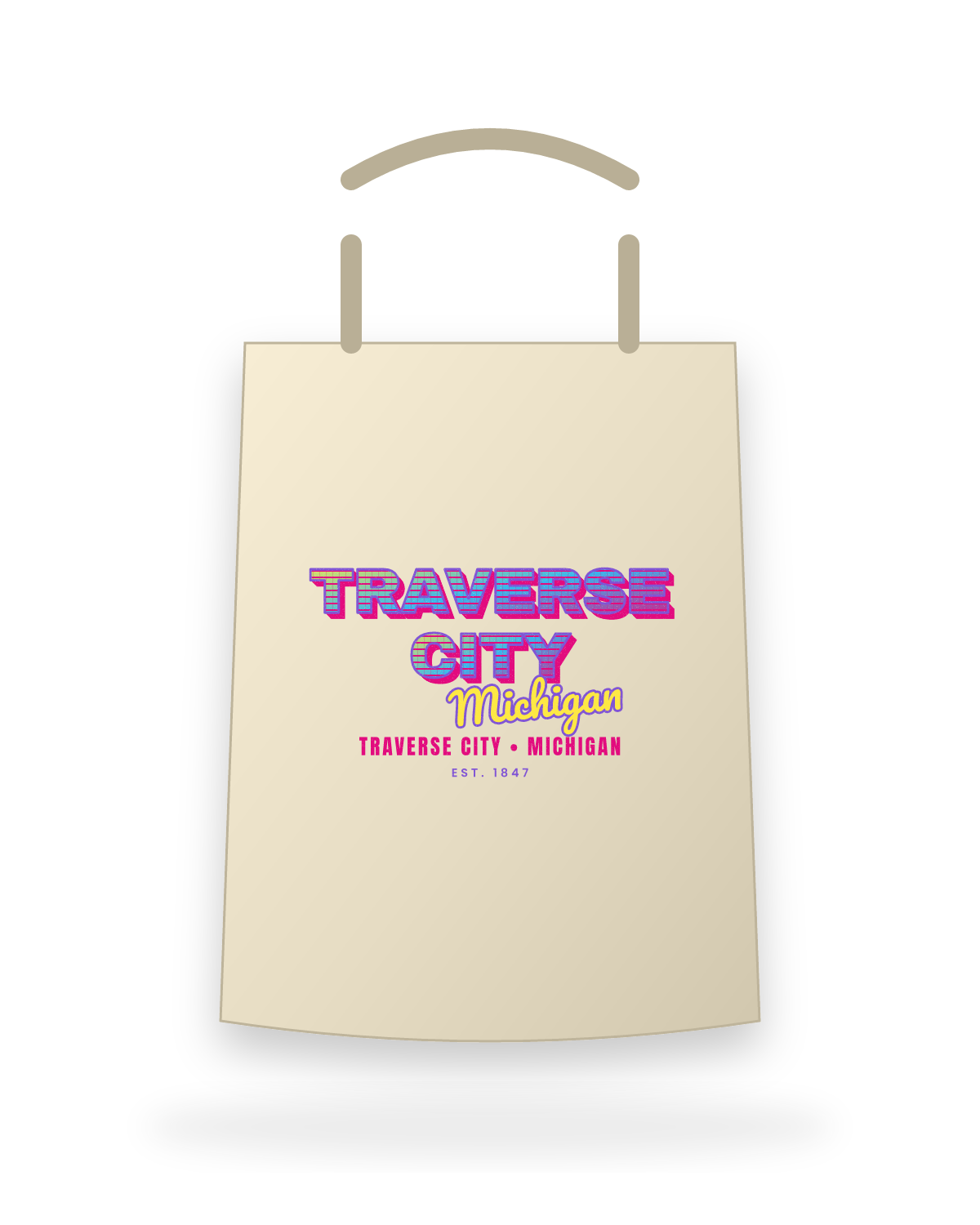 Traverse City Music TV Canvas Tote in Beige