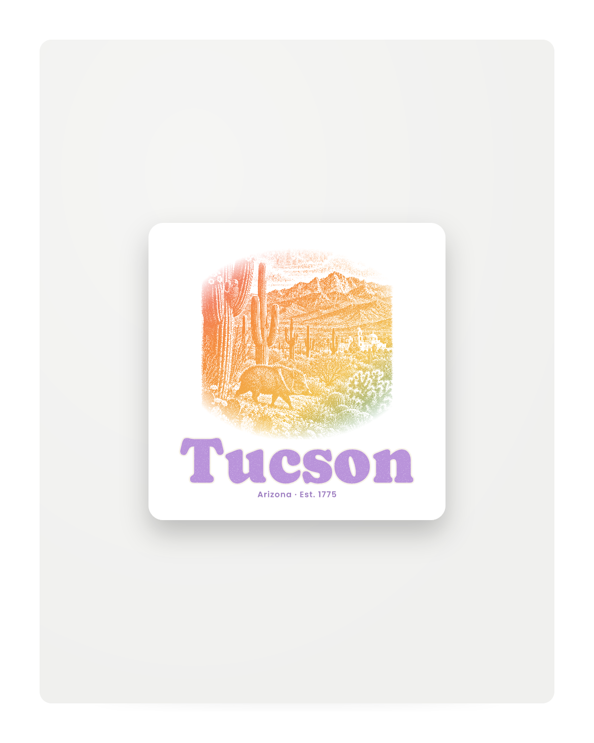 Tucson Saguaro Javelina Fridge Magnet in White