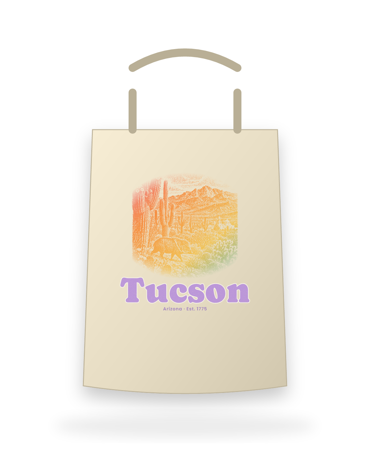 Tucson Saguaro Javelina Canvas Tote in Beige