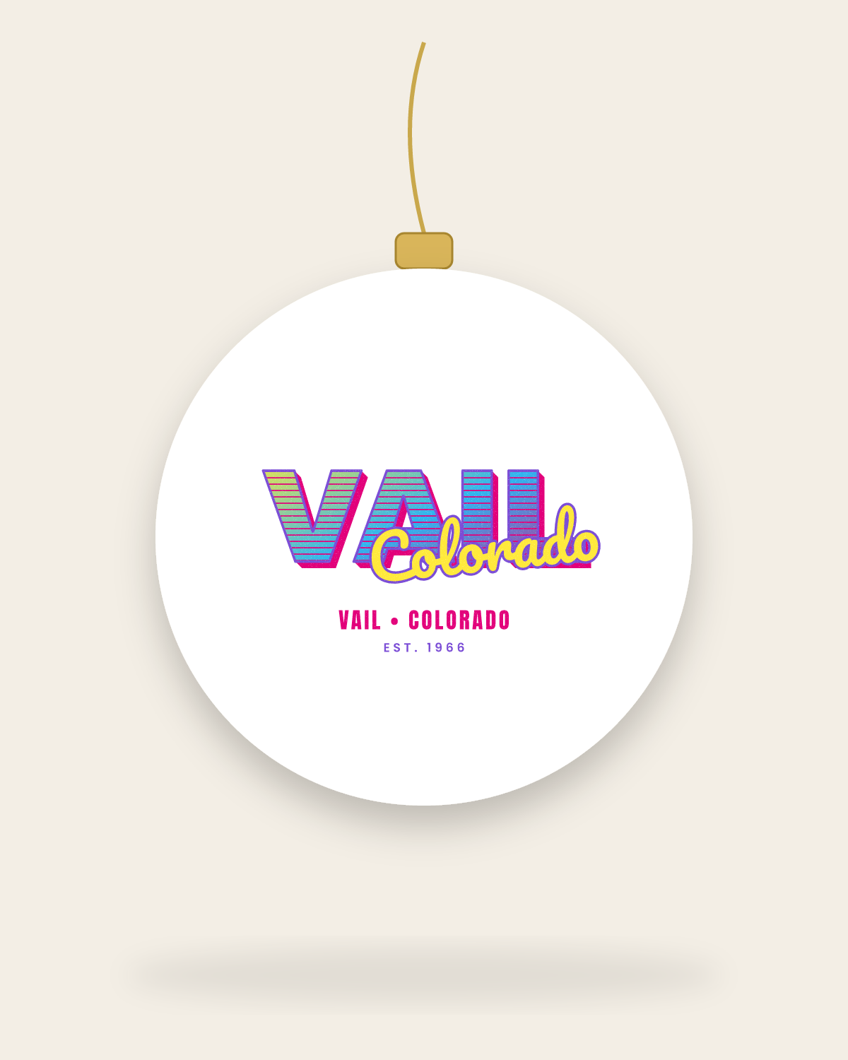 Vail Music TV Ceramic Ornament in White