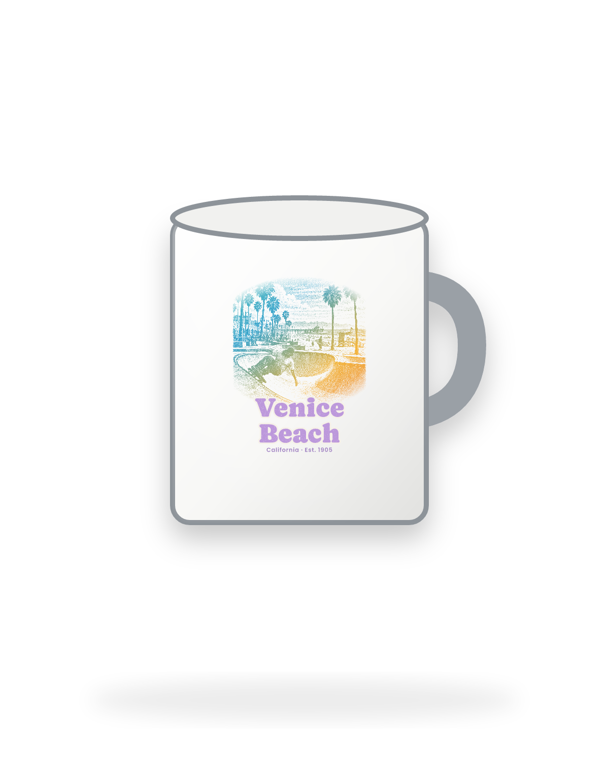 Venice Beach Skatepark Bowl Enamel Camp Mug in White