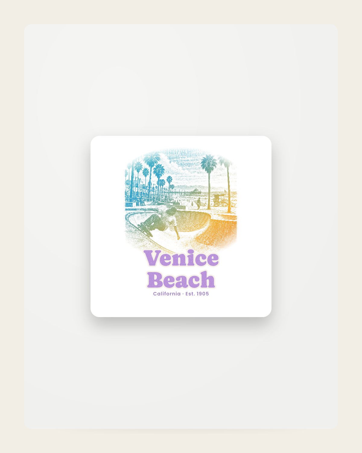 Venice Beach Skatepark Bowl Fridge Magnet in White