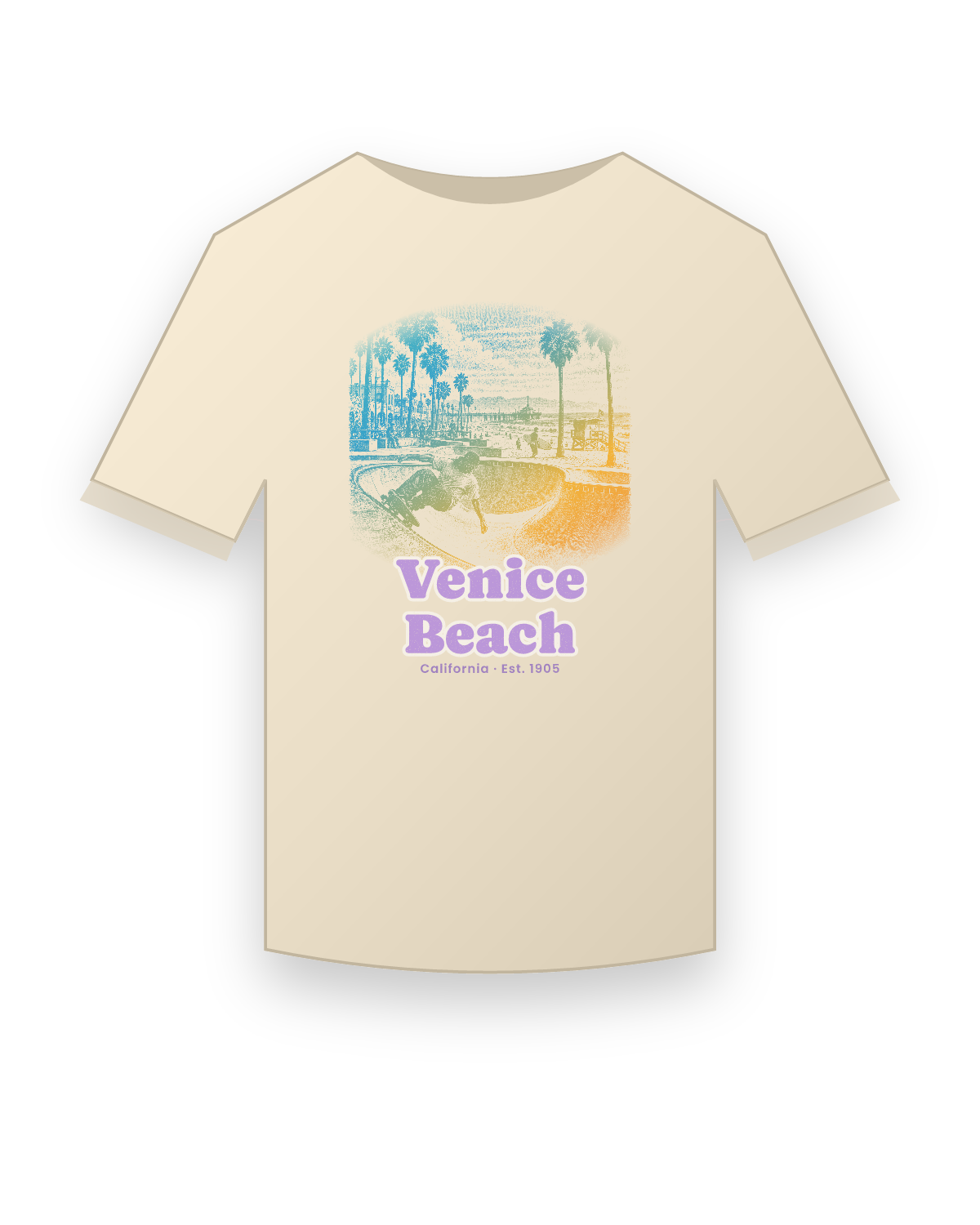 Venice Beach Skatepark Bowl Organic Cotton Tee in Natural