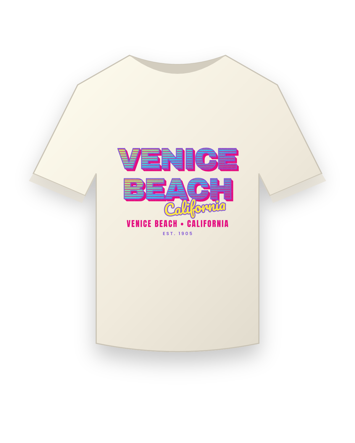 Venice Beach Music TV Vintage Wash Tee in Ivory