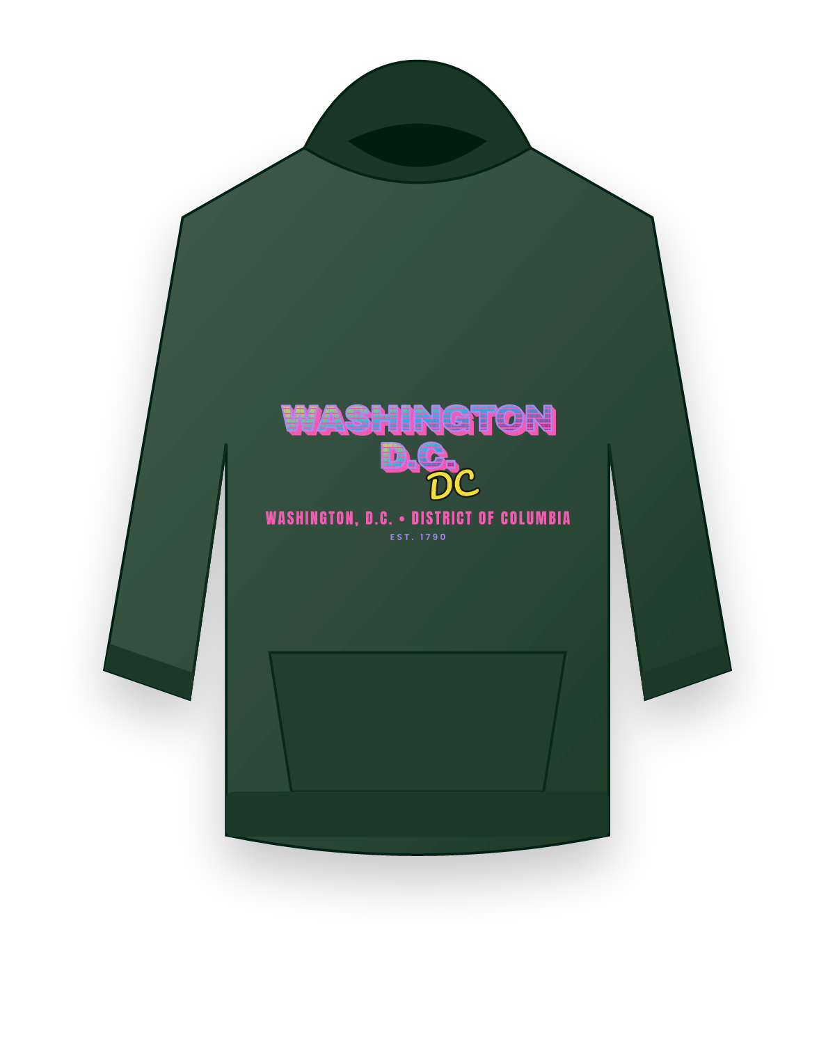 Washington, D.C. Music TV Hooded Sweatshirt in Forest Green