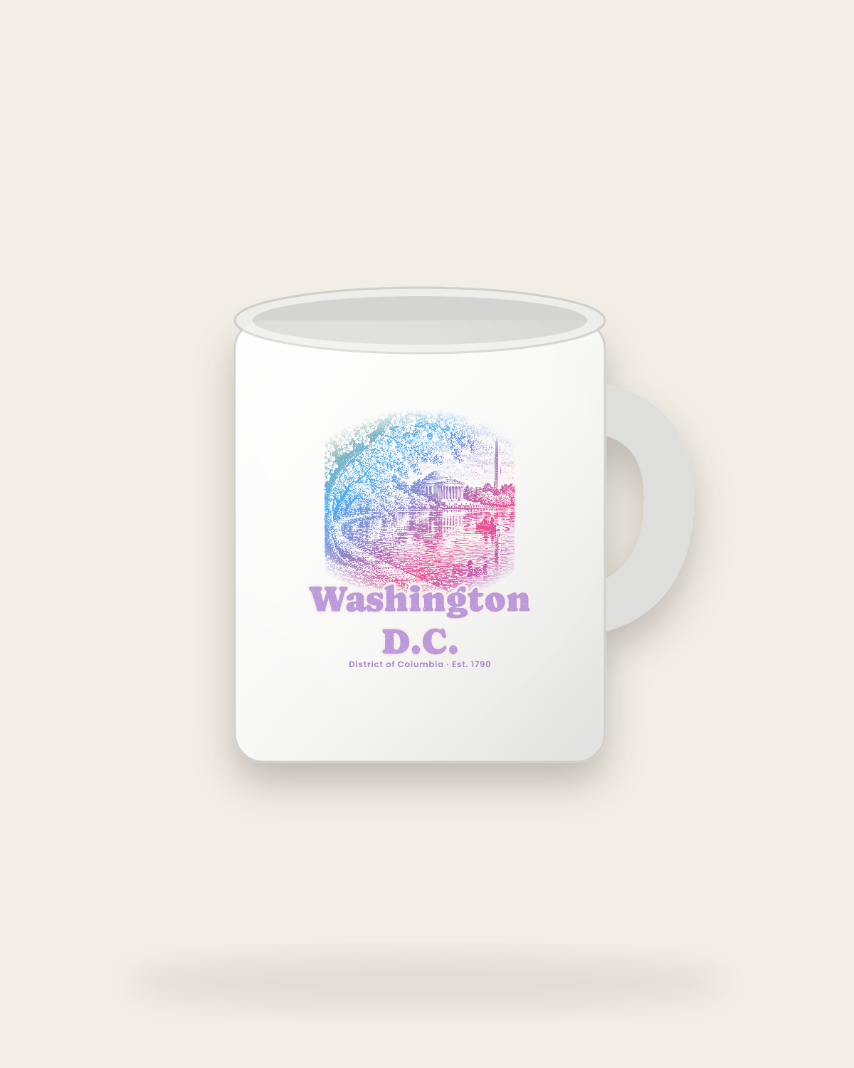 Washington, D.C. Tidal Basin Blossoms Ceramic Mug 11oz in White