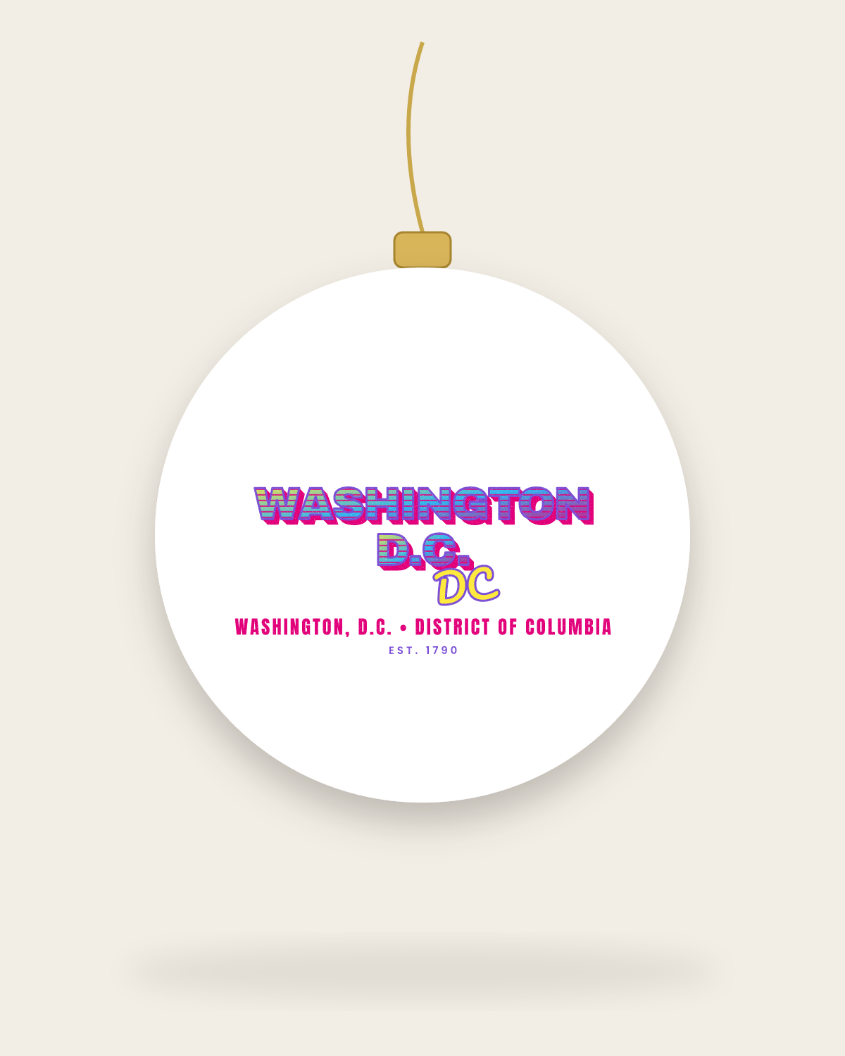 Washington, D.C. Music TV Ceramic Ornament in White