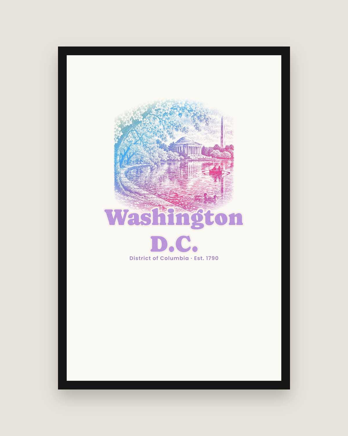 Washington, D.C. Tidal Basin Blossoms Matte Poster in White