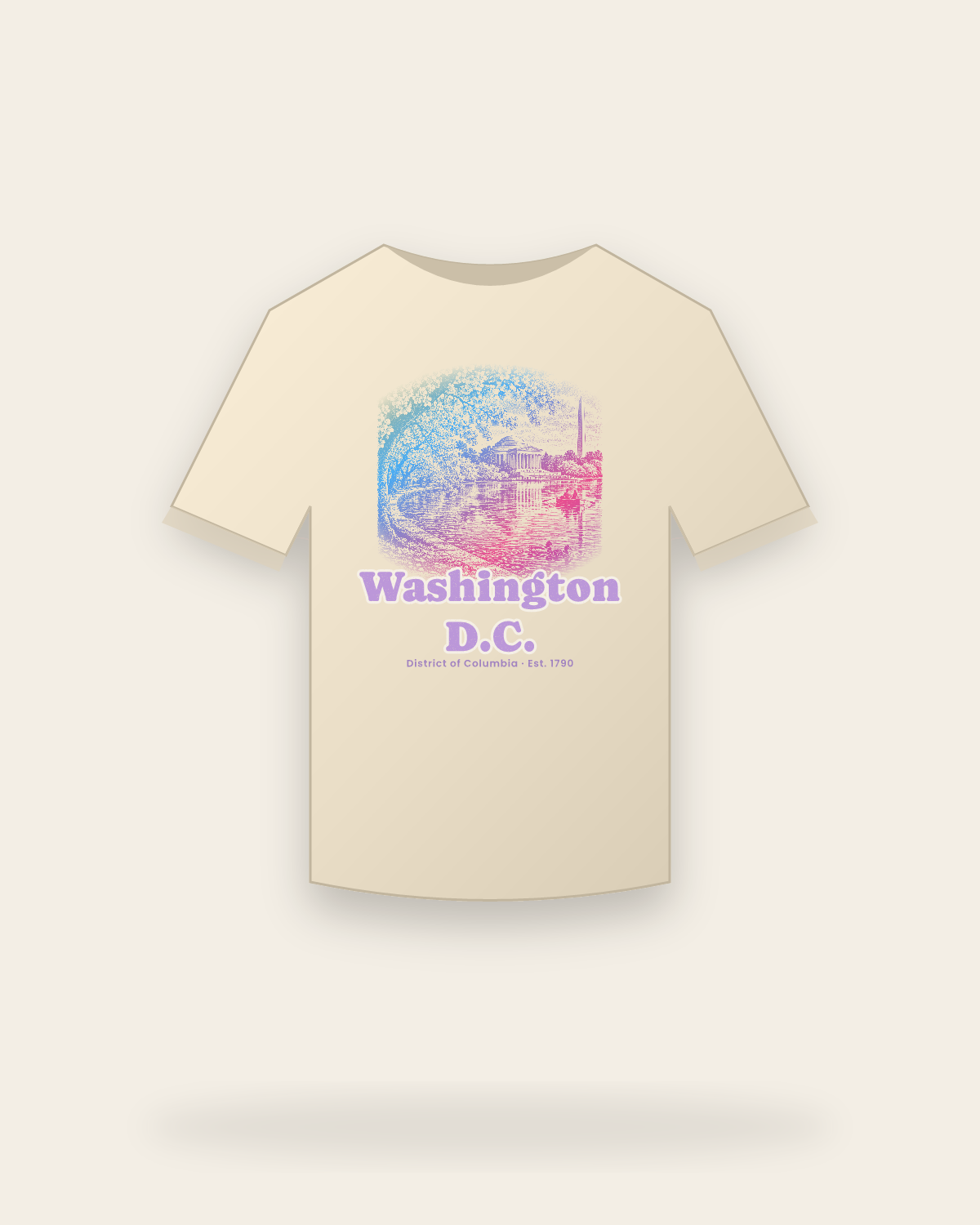 Washington, D.C., DC Tidal Basin Blossoms Classic Tee in Natural