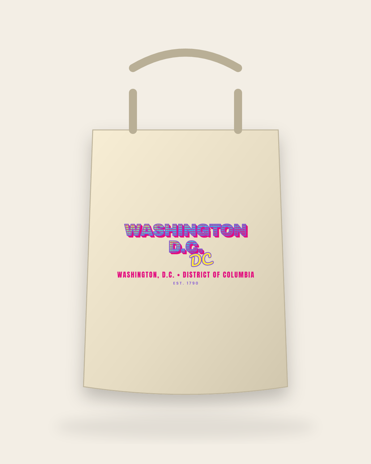Washington, D.C. Music TV Canvas Tote in Beige
