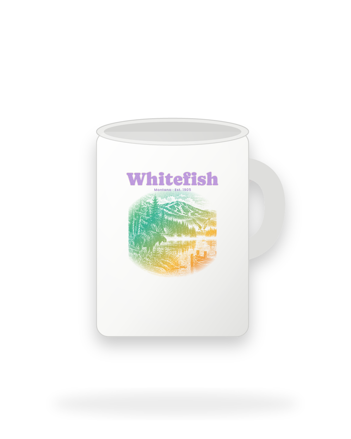Whitefish Lake Moose Ceramic Mug 15oz in White