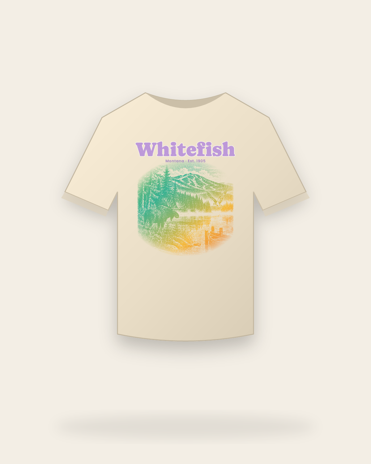 Whitefish Lake Moose Classic Tee in Natural