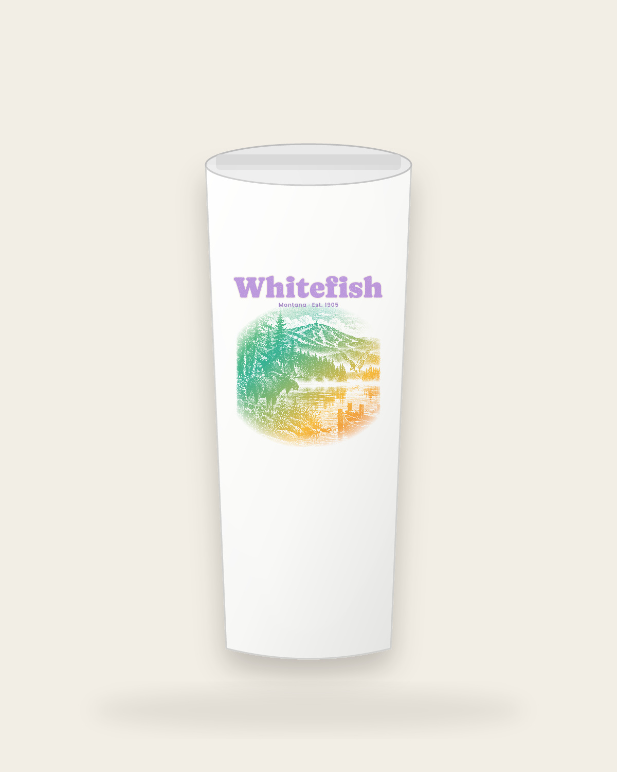 Whitefish Lake Moose Insulated Tumbler 20oz in White