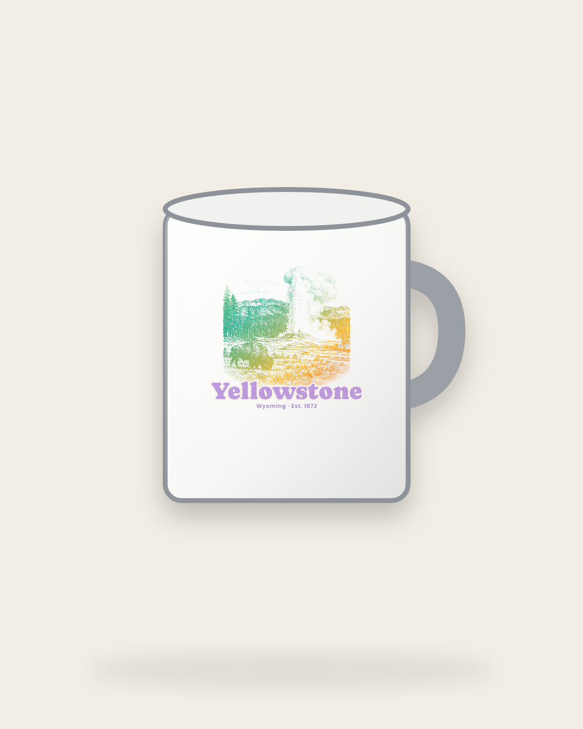 Yellowstone Old Faithful Enamel Camp Mug in White