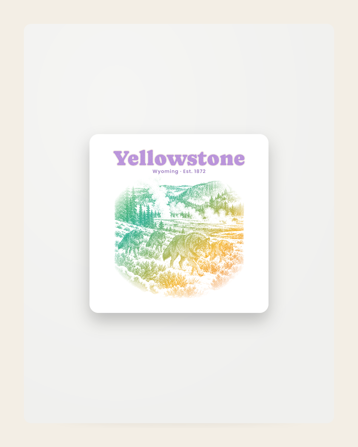 Yellowstone Lamar Valley Wolves Fridge Magnet in White