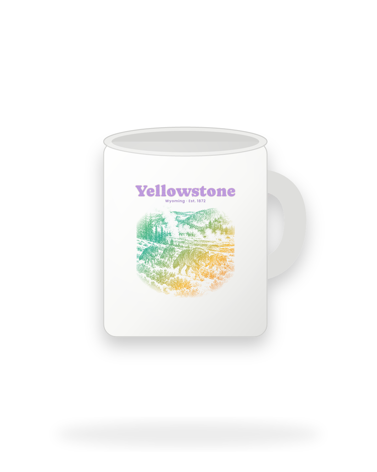 Yellowstone Lamar Valley Wolves Ceramic Mug 11oz in White