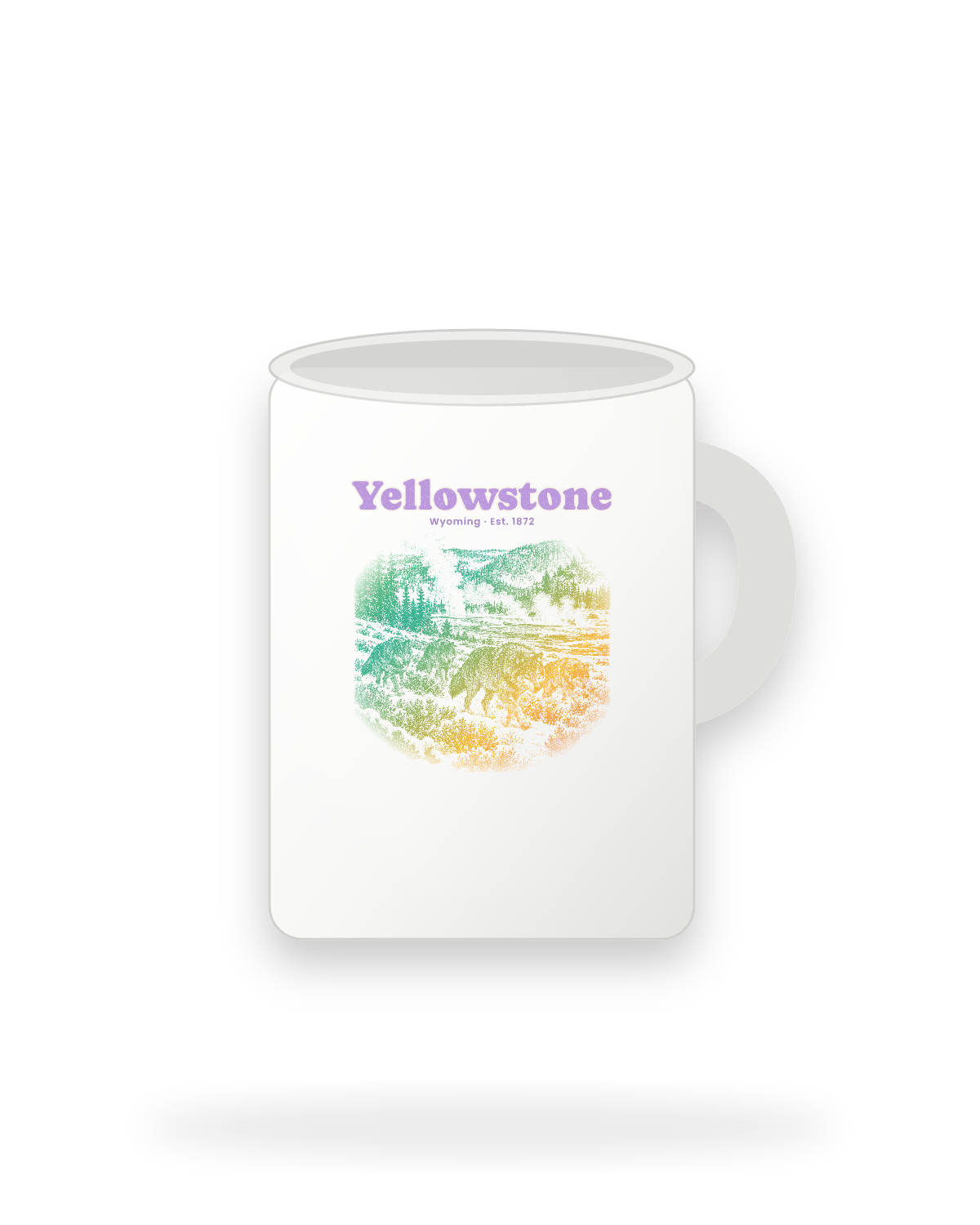 Yellowstone Lamar Valley Wolves Ceramic Mug 15oz in White