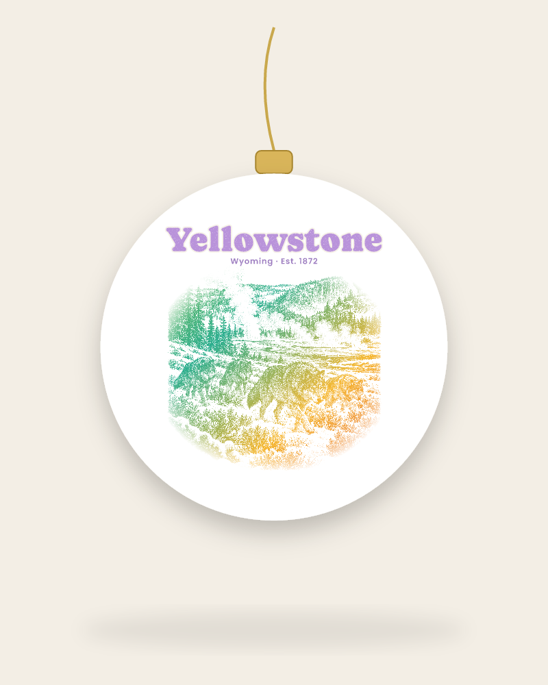 Yellowstone Lamar Valley Wolves Ceramic Ornament